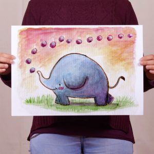 Lámina Elefante burbujas